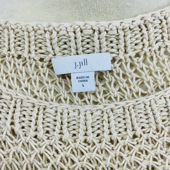 J.Jill Linen Striped Open-Stitch Sweater Kimono Womens Large - Picture 6 of 9